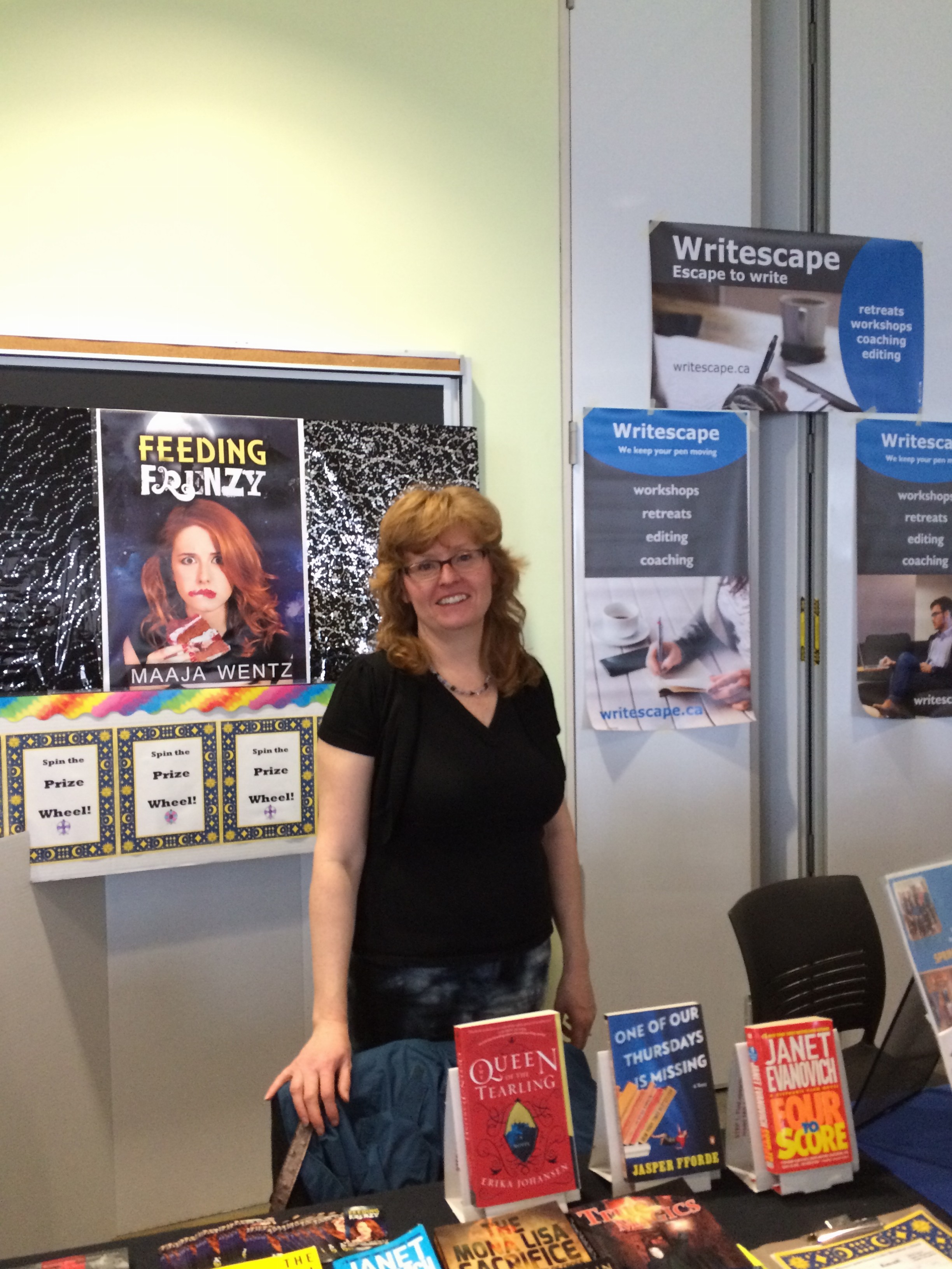 Maaja Wentz gives away free book prizes at Bookapalooza book fair.