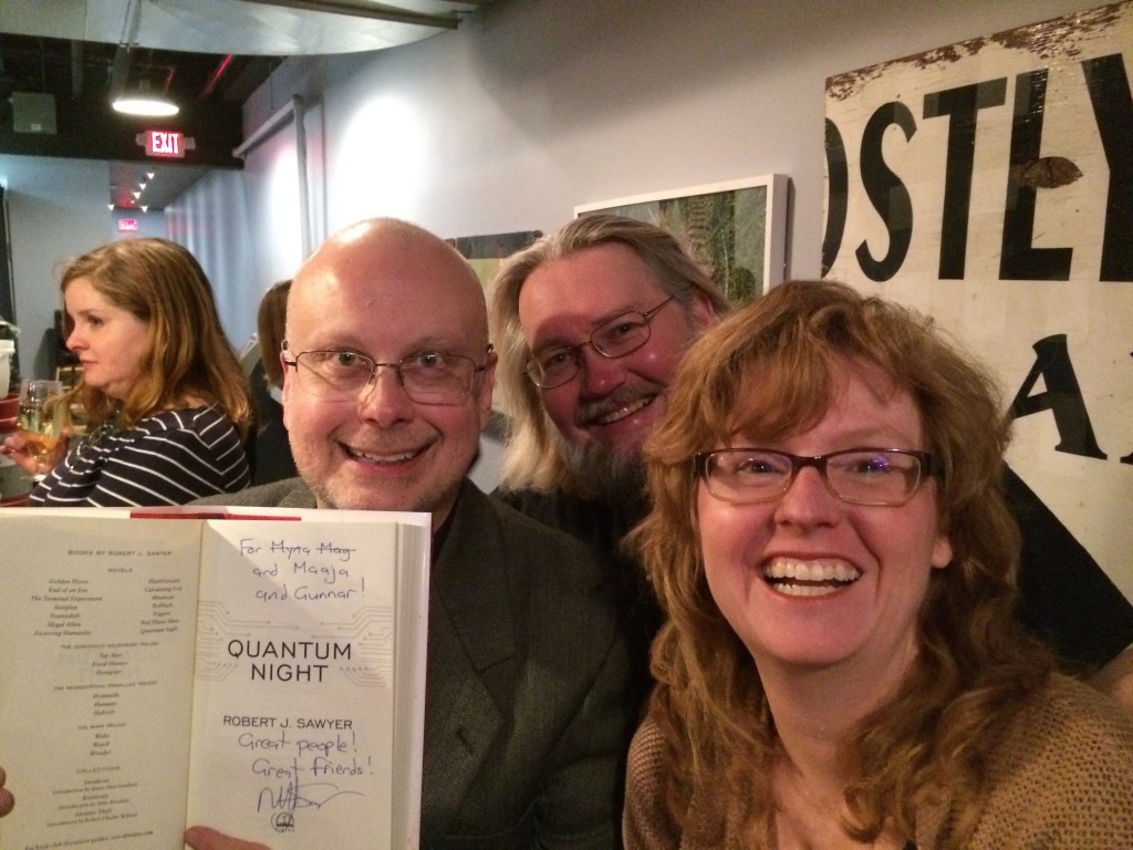 Robert J. Sawyer at book launch for Quantum Night in Toronto